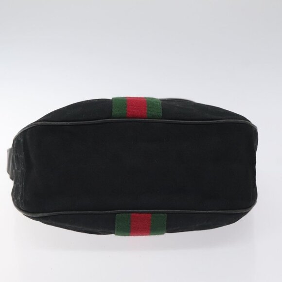 GUCCI Web Sherry Line GG Canvas Shoulder Bag Black Gold Red 010 378 Auth 127151 - Picture 7 of 16